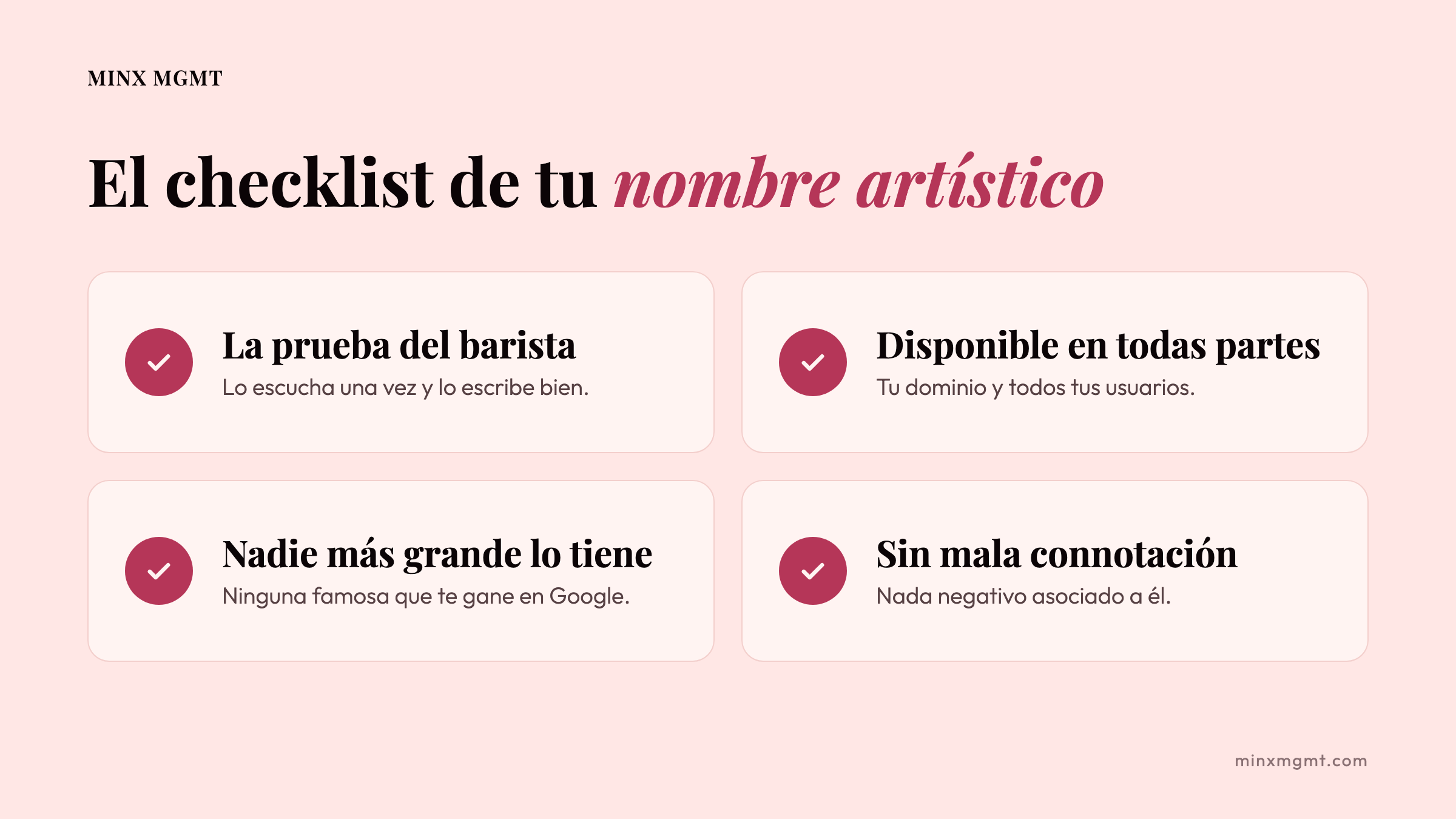 El checklist de tu nombre artístico